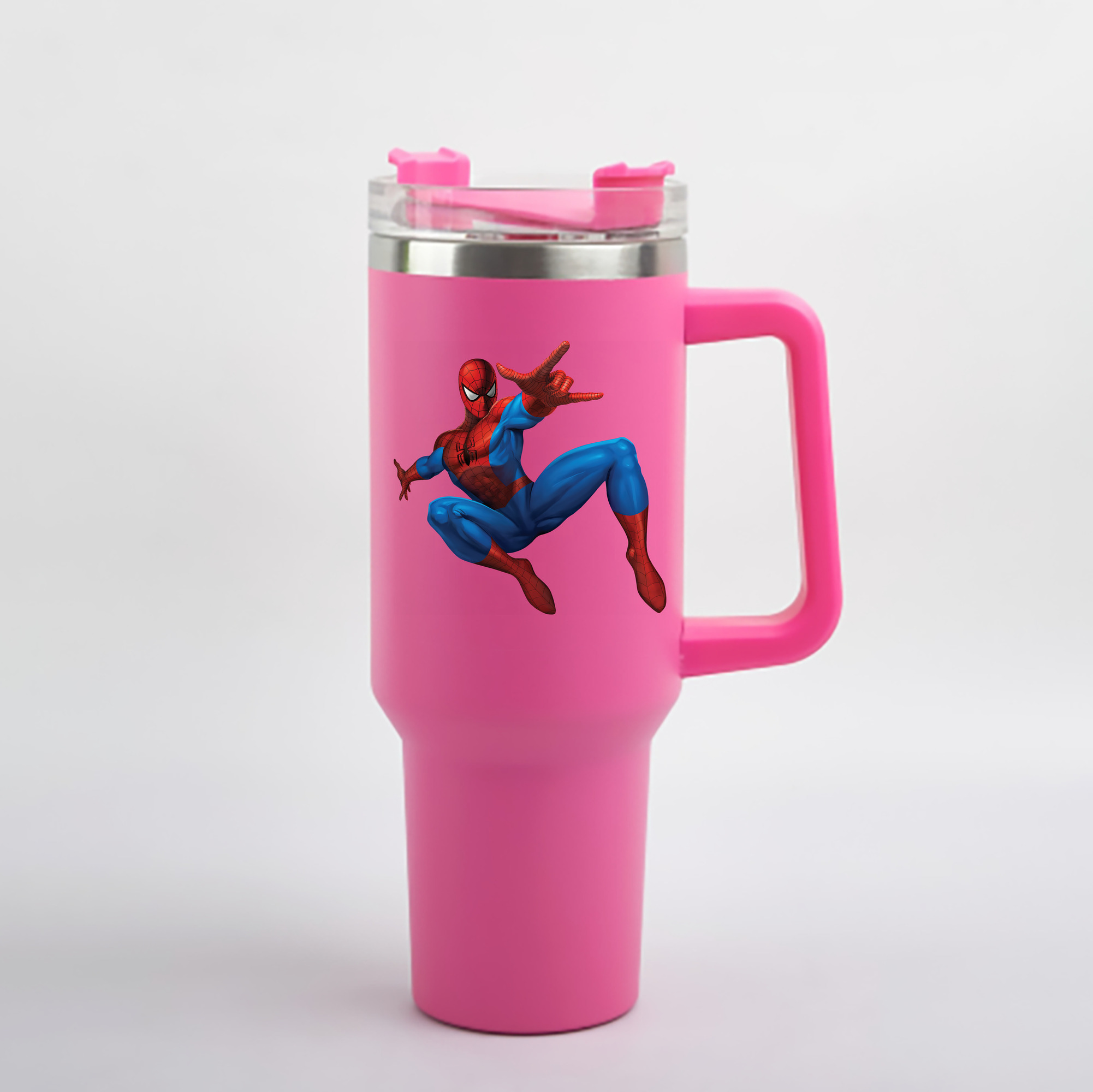 （画像用） Spider Man スパイダーマン 1200mL車用タンブラー - クリスタルステッカー（プラスチックストロー付き）
